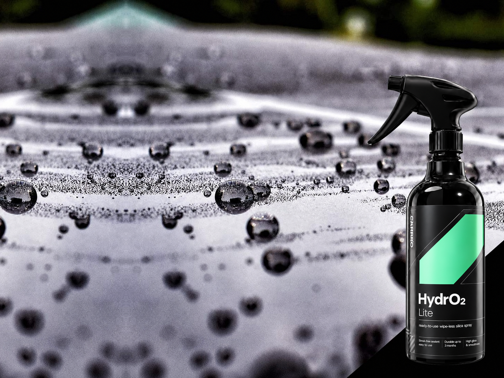 CARPRO HydrO2 Lite með vatnsperlum á bíllakki